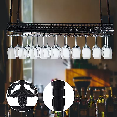 Retro Bar Drink Bottle Holder Ceiling Mounted Wine Glass Rack Storage Shelf • $101.65