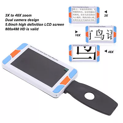 Portable Digital Magnifier 5in Color LCD 800x480 3X To 48X Dual Camera Scree NEW • $179