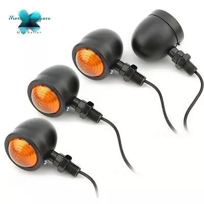 4X Black Motorcycle Turn Signal Lights Mini Bullet Blinker Amber Indicator Light • $17.99