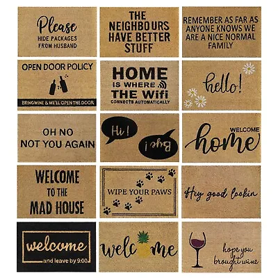 Doormat Non Slip Coir Funny Indoor Outdoor Front Door Mat Hall Rug Rubber Matt • £9.49