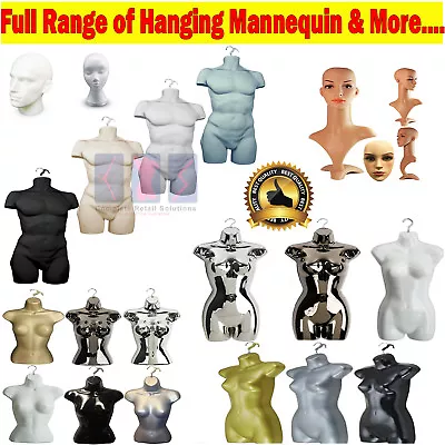 Male Female Kids Hanging Plastic Body Form Mannequin Torso Bust Display • £12.64