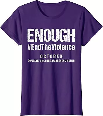 Enough End Family Domestic Violence Wear Purple Ladies' Crewneck T-Shirt • $22.99