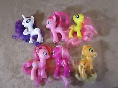 Lot Of 6 My Little Pony Figures Cake Toppers 3   Pinkie Pie Rarity Applejack • $6.99