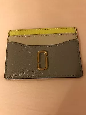 $54.99 • Buy Marc Jacobs Grey Neon Green Leather Multi Logo Zip Wallet Coin Card Limited