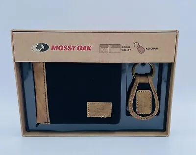 Mossy Oak Mens Bifold Wallet / Keychain Set New In Box Leather & Canvas • $24.50