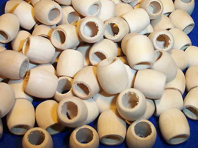 50 Natural Wood 5/8  Barrel Beads  Wooden  Bird Toy Parts Craft W/ Hole NEW!!! • $7.70