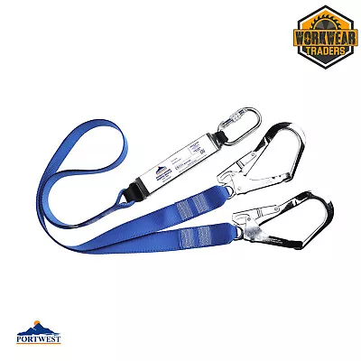 Fall Arrest Safety Lanyard Double Webbing With Shock Absorber Portwest Carabiner • £24.75