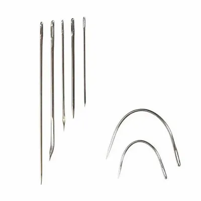 7PCS Curved Straight Repair Sewing Needles For Upholstery Carpets Leather Canvas • £2.98