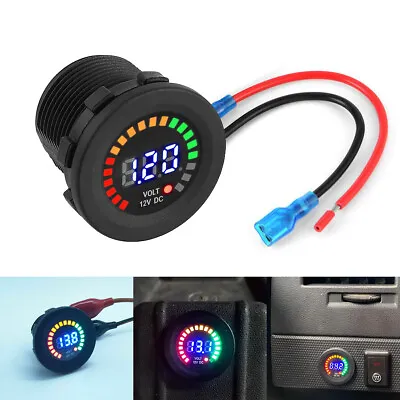 DC 12V RGB LED Panel Digital Voltage Volt Meter Display Voltmeter Motorcycle Car • £10.78