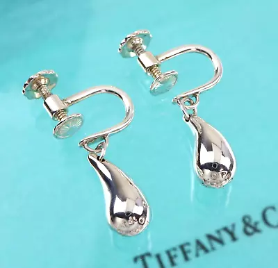 Tiffany & Co. Elsa Peretti Teardrop Screw Back Earrings Sterling Silver W/Box • $149