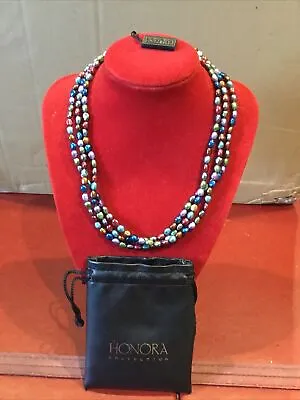 Honora Twist Cultured Pearl Necklace Multicoloured 925 Silver Clasp & Pouch #5 • £24