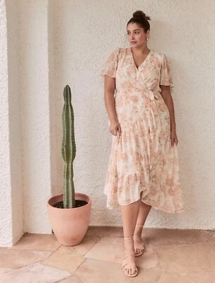 $107.10 • Buy NWT - FOREVER NEW Mykie Curve Flutter Sleeve Midi Dress - Size 22 - RRP $179.99