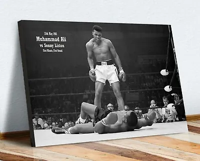 Muhammad Ali Sonny Liston VINTAGE BOXING CANVAS WALL ART PRINT PICTURE ARTWORK • £64.99