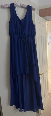 £4.99 • Buy Cameo Rose Royal Blue Floaty Hi High Low Dress - Size 8