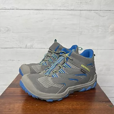 Merrell Hiking Boot Gray Blue Chameleon 7 Access Waterproof Mid Sz 4 • $24.99