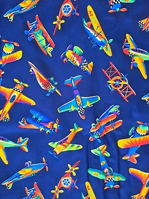 Vintage Hoffman International Fabrics 100% Cotton Planes - 1 Yard X 44  Wide • $11.79