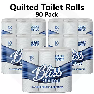 Bliss Luxury Quilted Toilet Tissue Rolls Sheet 2 Ply Pack Of 90 Rolls NEXT DAY • £53.99