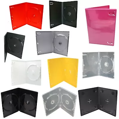 Double Single DVD Cases 14mm Spine CD DVD Holders Various Colors Collection LOT • £2.95