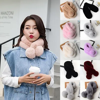 Faux Rabbit Fur Collar Scarf Neck Warmer Rabbit Fur Muffler Wrap Neck Scarf  • $7.31