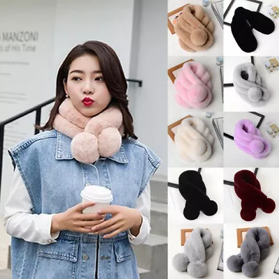 Imitation Rabbit Fur Collar Scarf Neck Warmer Rabbit Fur Muffler Wrap Neck Scarf • $5.75