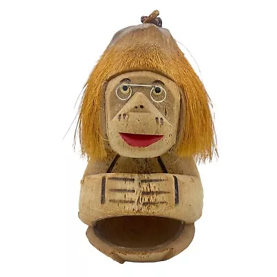 11  Coconut Monkey Carved Vintage Hanging Decor Bird Feeder Key/wallet Holder • $24.49