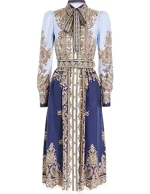 ZIMMERMANN Silk LUMINOUS Paisley SCARF PRINT MIDI Dress Size 1 /US 6/ UK10 • $1350