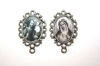 £12.62 • Buy 2 Silver St Joseph & Mary Rosary Centers/Parts/Rosary Making -  $12.99 For 2!