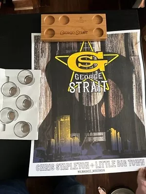 George Strait Codigo Tequila Shot Glasses Wood Tray Concert VIP Poster • $69