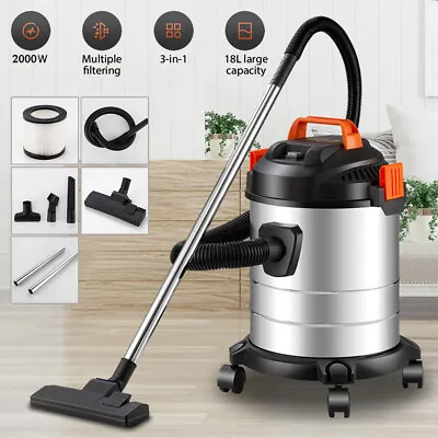 Heavy Duty Wet & Dry Vacuum Cleaner Wheeled 3 IN 1 20L 2000W Hose Tools Cleaning • £46.69