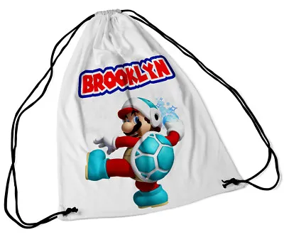 £11.49 • Buy Personalised Drawstring Bag Any Name Mario Design Swimming School Nursery PE 5