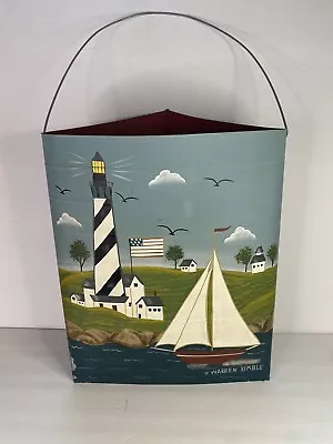 Warren Kimble Lighthouse Folk Art Hanging Metal Flower Basket Wall Decor 13x11x6 • $29