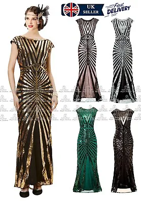 1920s Gatsby Flapper Sequin Mermaid Formal Long Prom Bridesmaid Party Dress-YZ61 • £44.99