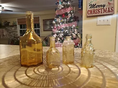 Lot Of 4 Vintage Yellow Glass Bottles Vases Apothecary? Wheaton • $12