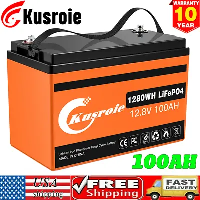 Kusroie 100Ah Portable Power Station 1280Wh LiFePO4 Battery 100A Solar Generator • $198.70