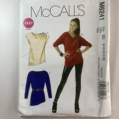 McCalls 6241 Easy Cowl T Shirt Top Long Short Tunic Ladies New Uncut Pattern • £9.50