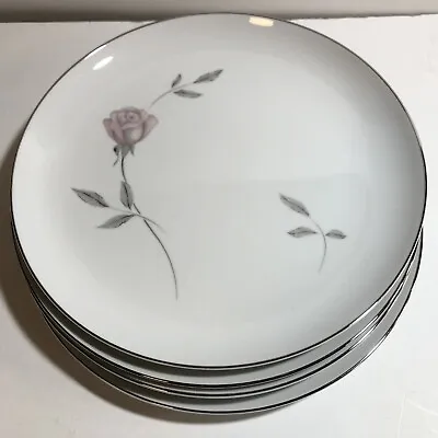 4 Mikasa Primrose Dinner Plates With Silver Trim 8194 Japan 10 1/4  Dia  • $39.99