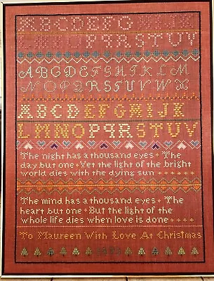 35” X 45” Vintage 1973 Completed Needlework Sampler Bourdillon Poem Maureen Mcm • $100