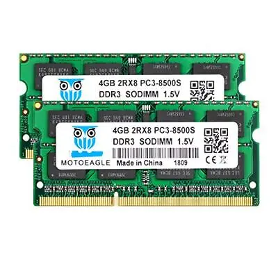 PC3 8500S DDR3 1066MHz 8GB Kit 2x4GB Sodimm RAM CL7 204 Pin 1.5V 2RX8 Dual Rank • £16.09