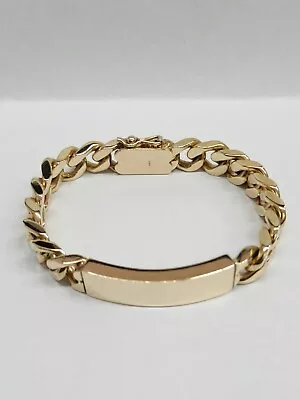 Men 9ct 375 Solid Gold Identification Bracelet English Made 57 Grams • $3199