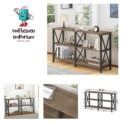 Rustic Console Table Wood Metal Entryway Table Behind Couch Industrial Sofa... • $209.99