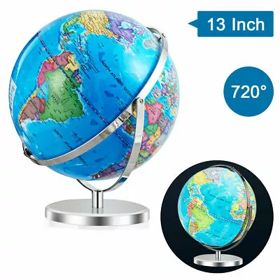 13  Illuminated World Globe 720 Degree Rotating Education Cartography Map W/ LED • $79.99