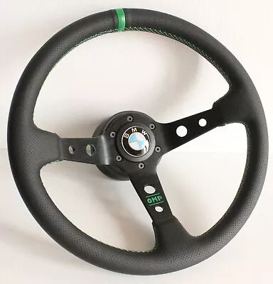 Steering Wheel Fits For BMW Sport Deep Dish Leather Green  E28 E30 E32 E34 86-92 • $183.05