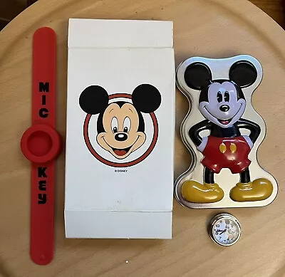 Disney Mickey Mouse Watch Snap Band Holder Tin And Box • $34.99