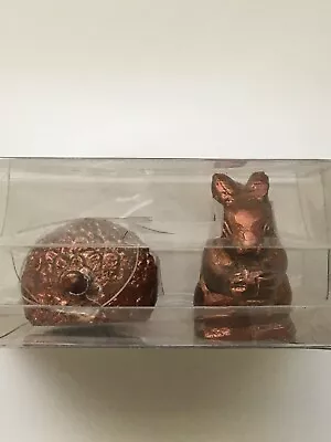 New Mini Taper Squirrel And Acorn Candle Holder Set Of 2 Copper Color • $14.99