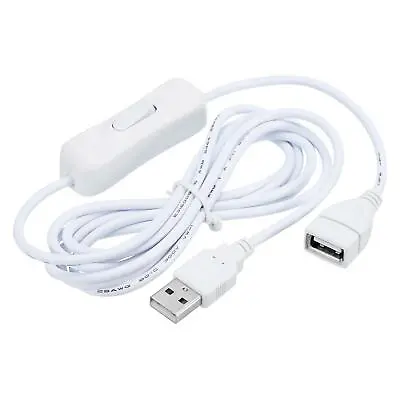 $18.93 • Buy USB Extension Cable With Switch 2 Meter USB Male To Female Cord White 2Pcs