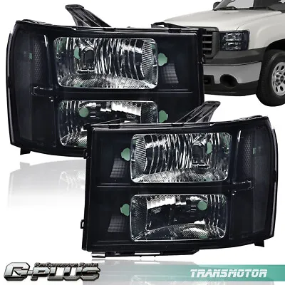 Fit For 07-13 GMC Sierra 1500 2500 Clear Corner Signal Smoke Headlights Lamps • $79.61