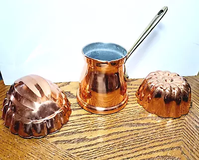 Vintage Copper Small Molds And Coffee Pot Portugal • $42.95