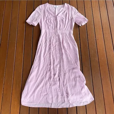 & Other Stories Size 40 / 12 Lilac Midi Dress Button Up Casual • $45