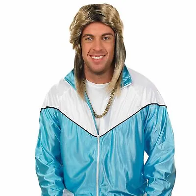 Mens Blonde Mullet Wig For Adult 1980s Retro Popstar Fancy Dress Costume • $11.95