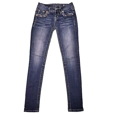 Miss Me Jeans Womens 24 25x31 Signature Skinny Low Rise Embroidered Stretch • $24.99